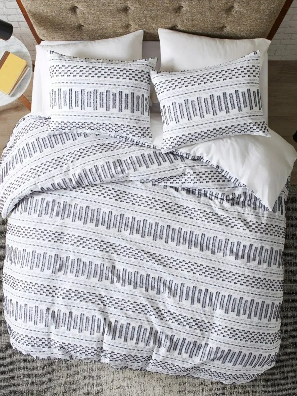 INK+IVY Rhea 100% Cotton Raised Pattern Comforter Mini Set - Charcoal - King NEW